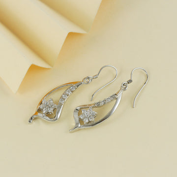 Eternal Bling Sterling Silver Leaf Rhodium Earrings