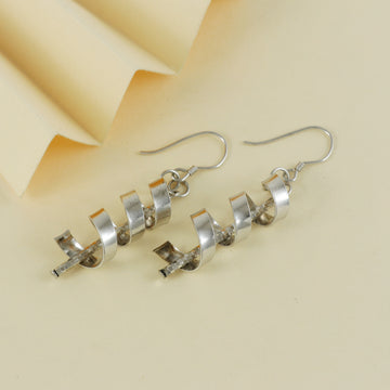 Eternal Bling Sterling Silver Curl Hanging Rhodium Earrings
