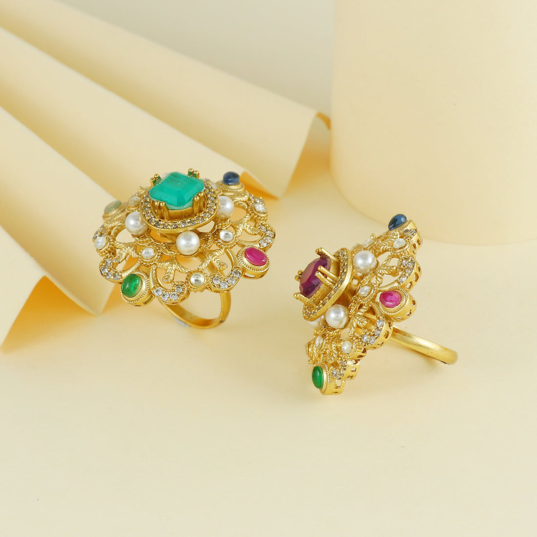 Eternal Bling Moisaanite Multicolor Pearl Flower ADJUSTABLE Ring