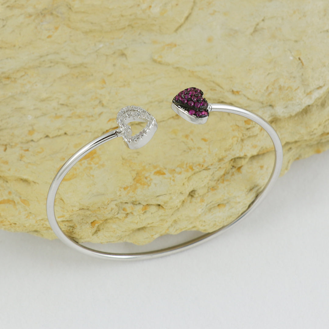 Eternal Bling Sterling Silver Italian kada Swaroski Purple Heart