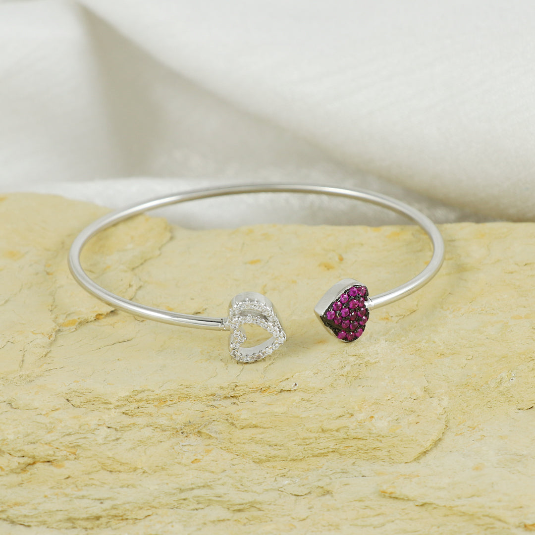 Eternal Bling Sterling Silver Italian kada Swaroski Purple Heart