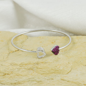 Eternal Bling Sterling Silver Italian kada Swaroski Purple Heart