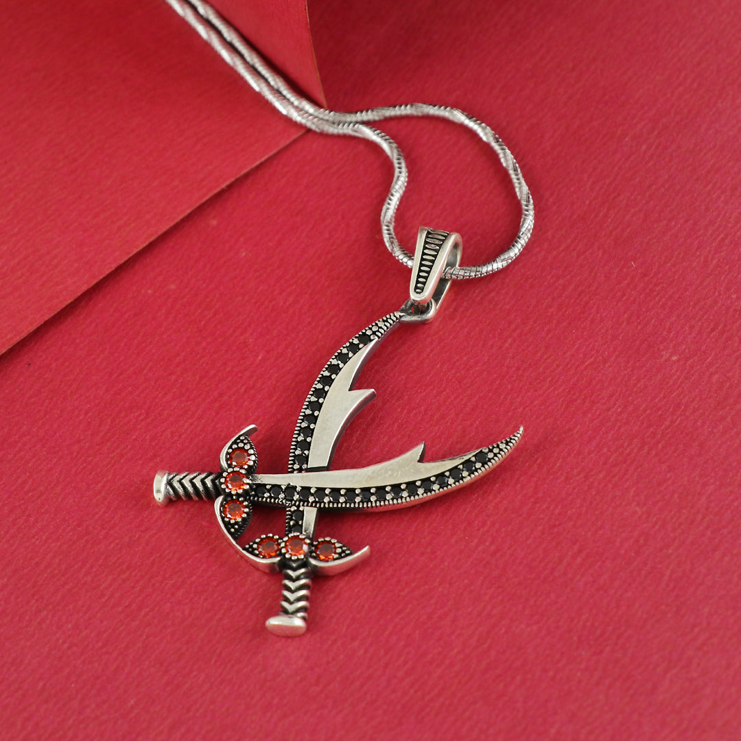 Eternal Bling Sterling Silver black sword Pendant Chain