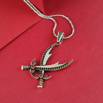 Eternal Bling Sterling Silver black sword Pendant Chain