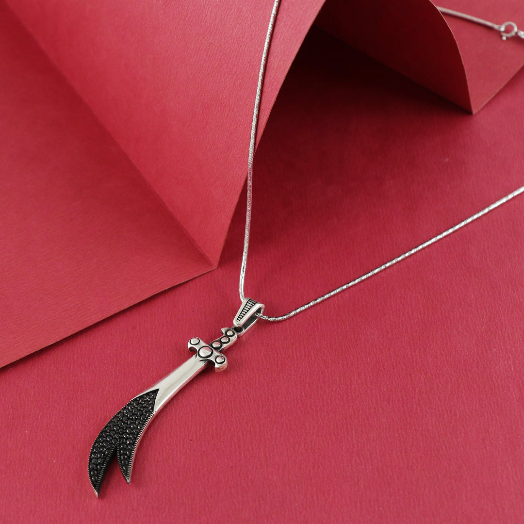 Eternal Bling Sterling Silver Double Sword Cross Pendant Chain