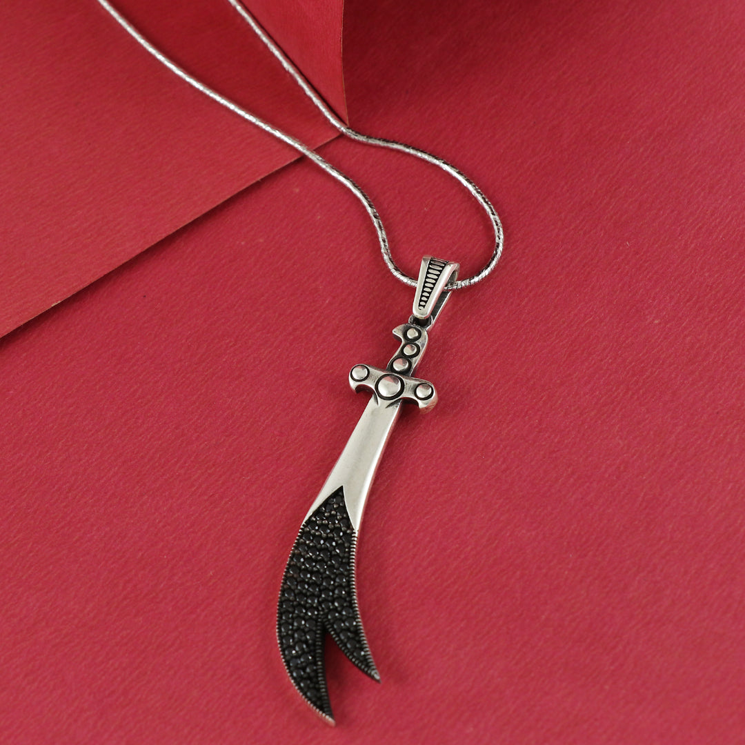 Eternal Bling Sterling Silver Double Sword Cross Pendant Chain