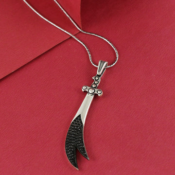 Eternal Bling Sterling Silver Double Sword Cross Pendant Chain