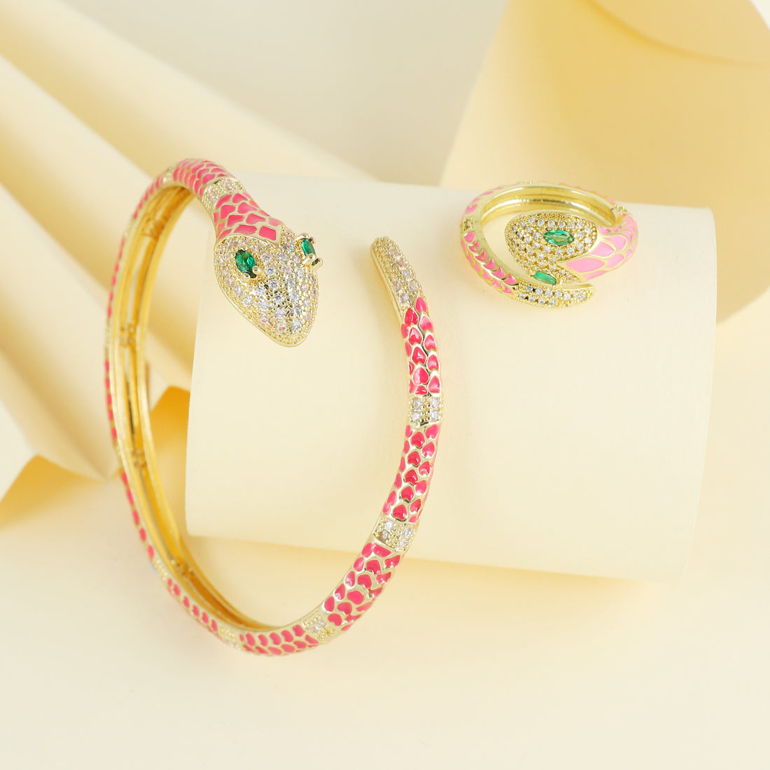 Eternal Bling Snake CZ Kada with Ring