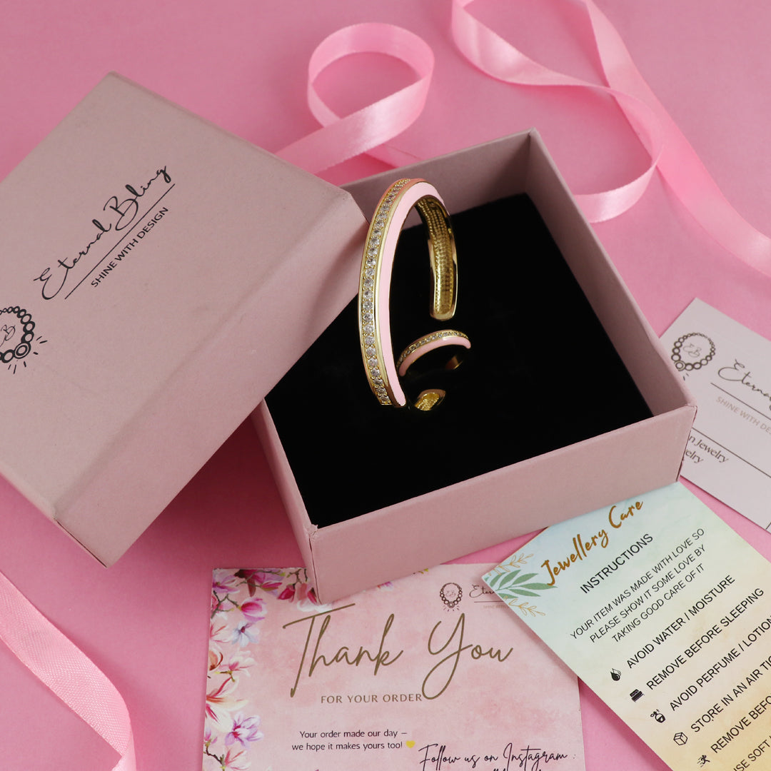 Eternal Bling Open Crystal Kada with Ring