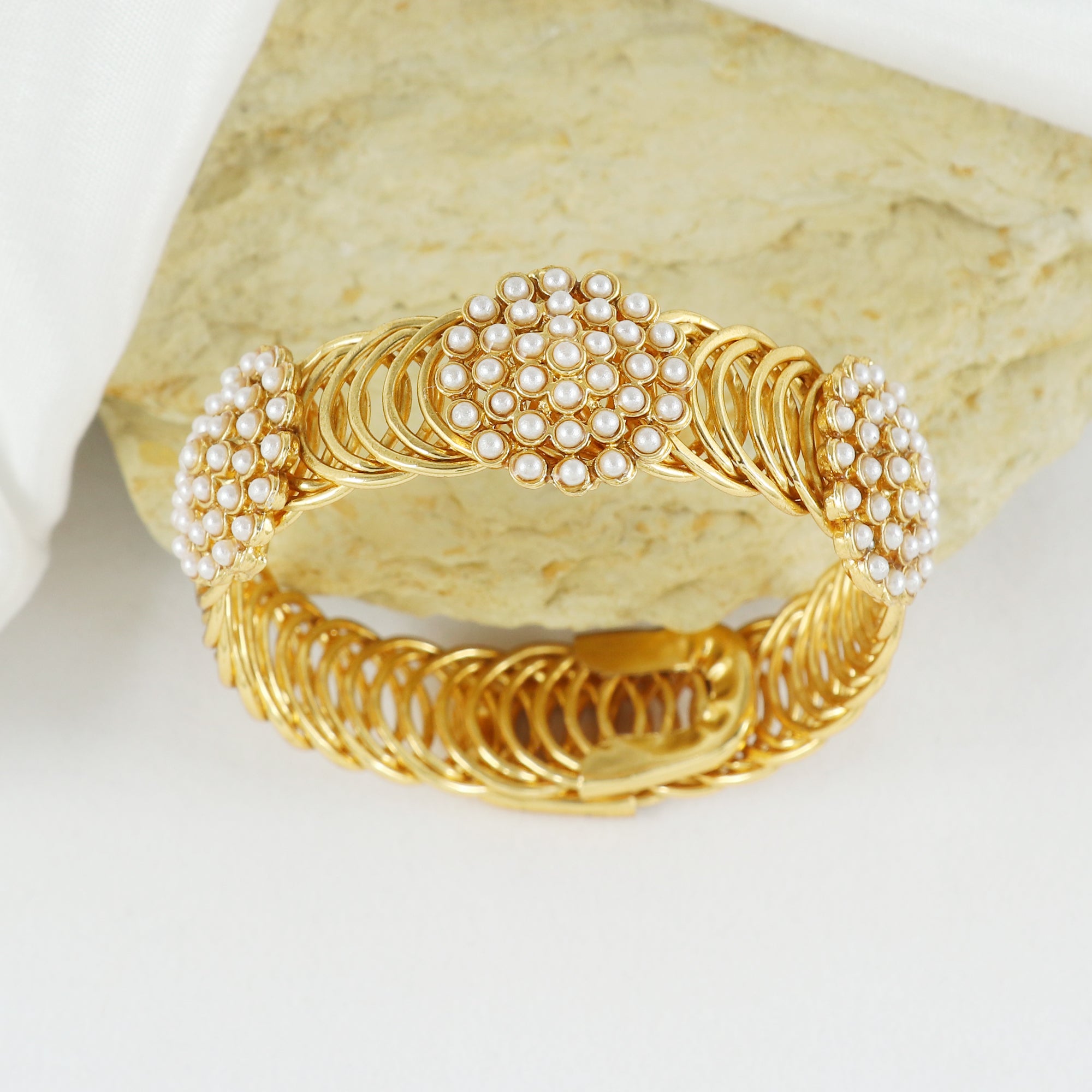 Eternal Bling Stretchable pearl Kada