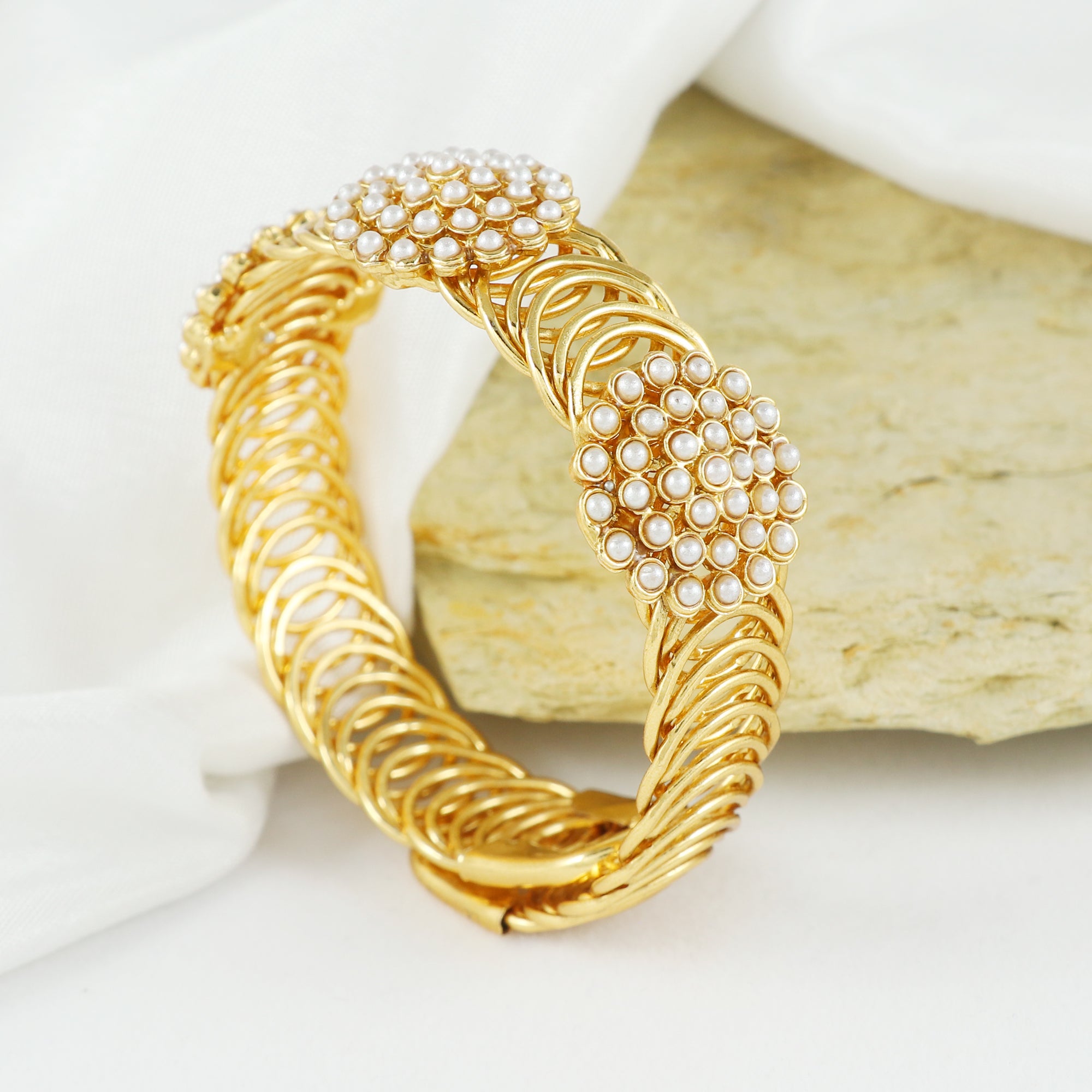 Eternal Bling Stretchable pearl Kada