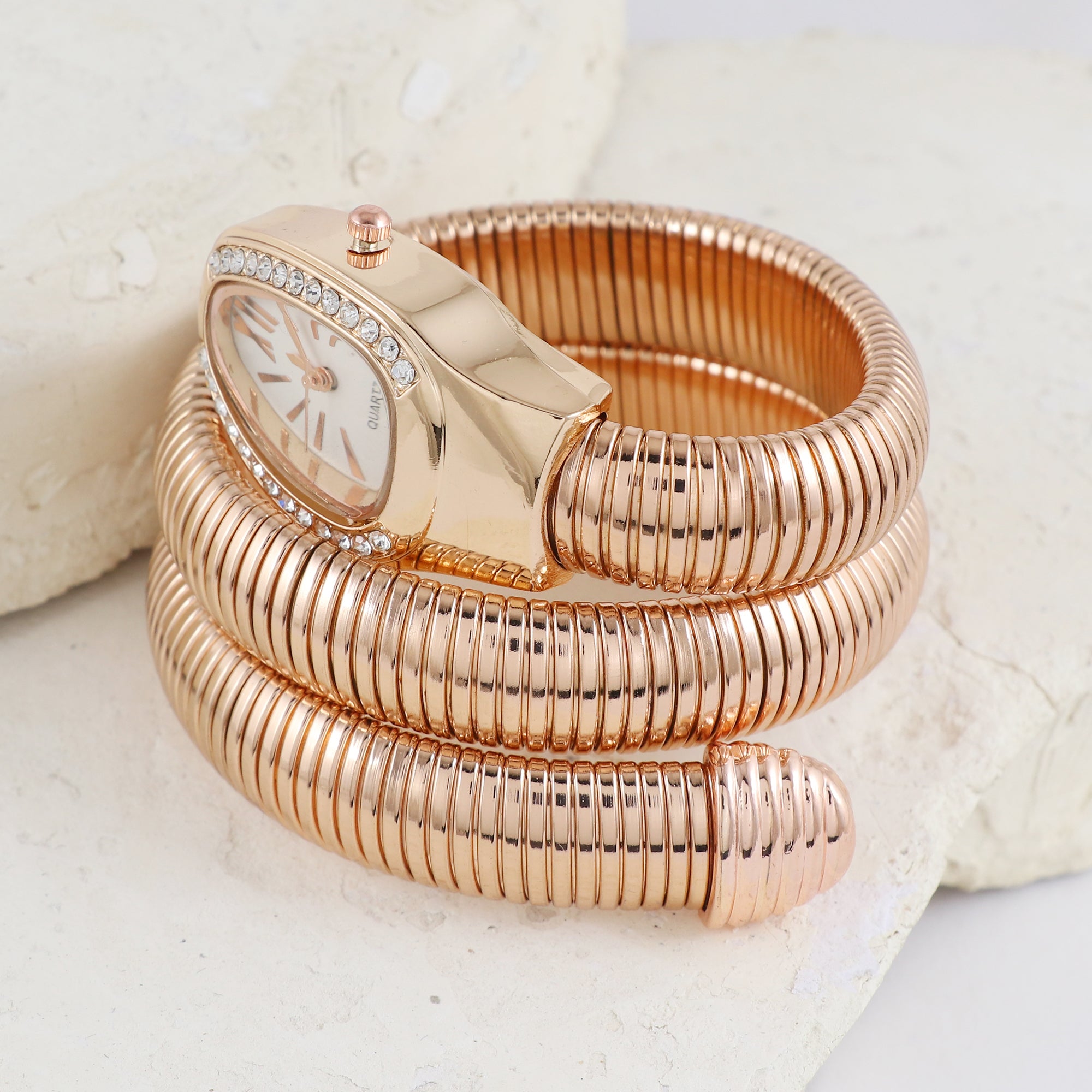 Eternal bling Bvlgari design Bracelet watch White dial