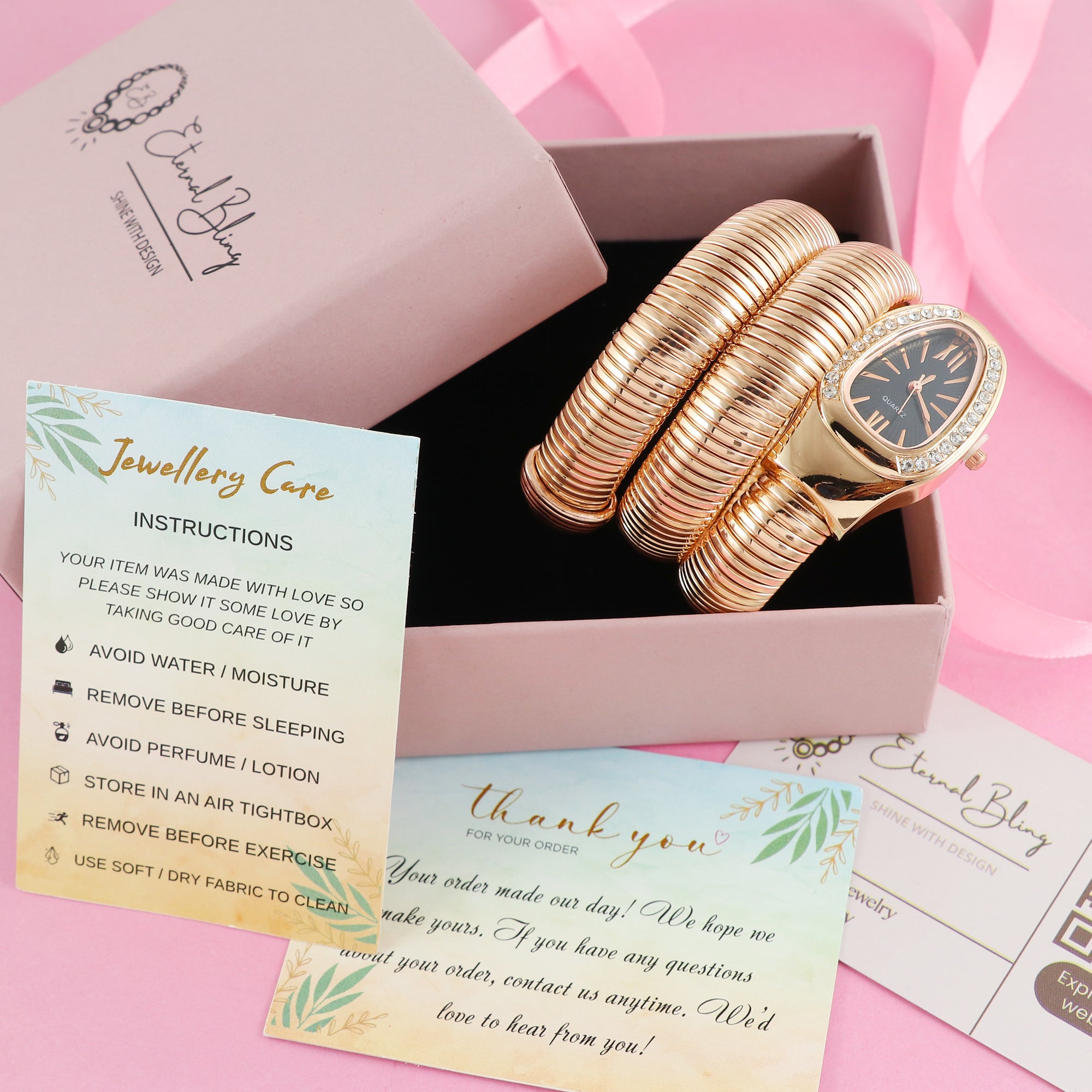 Eternal Bling Bvlgari design Bracelet watch Black dial