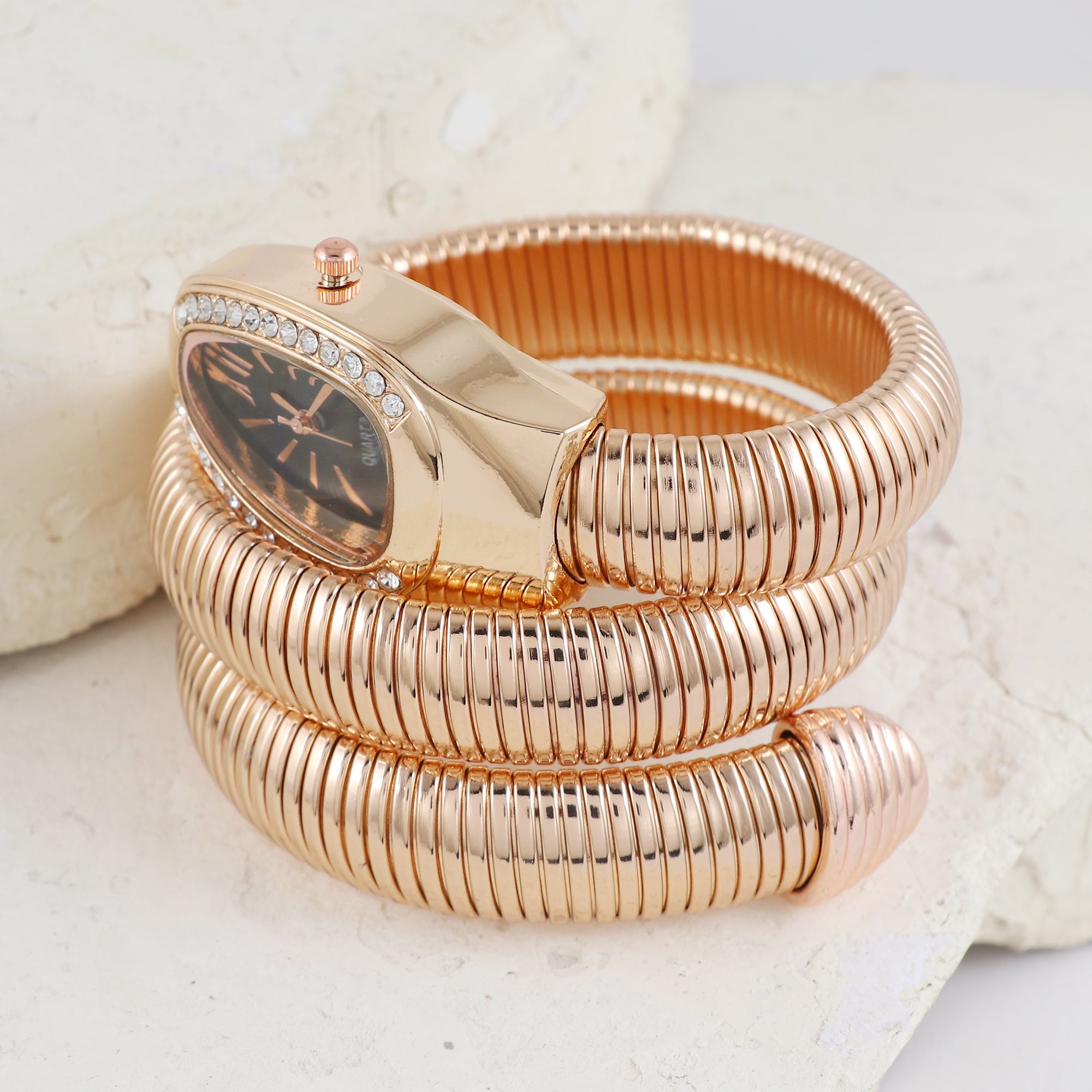 Eternal Bling Bvlgari design Bracelet watch Black dial