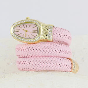 Eternal Bling Pink Serpentine Wrap Around Watch