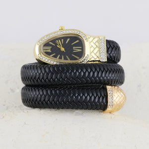 Eternal Bling black Serpentine Wrap Around Bracelet Watch
