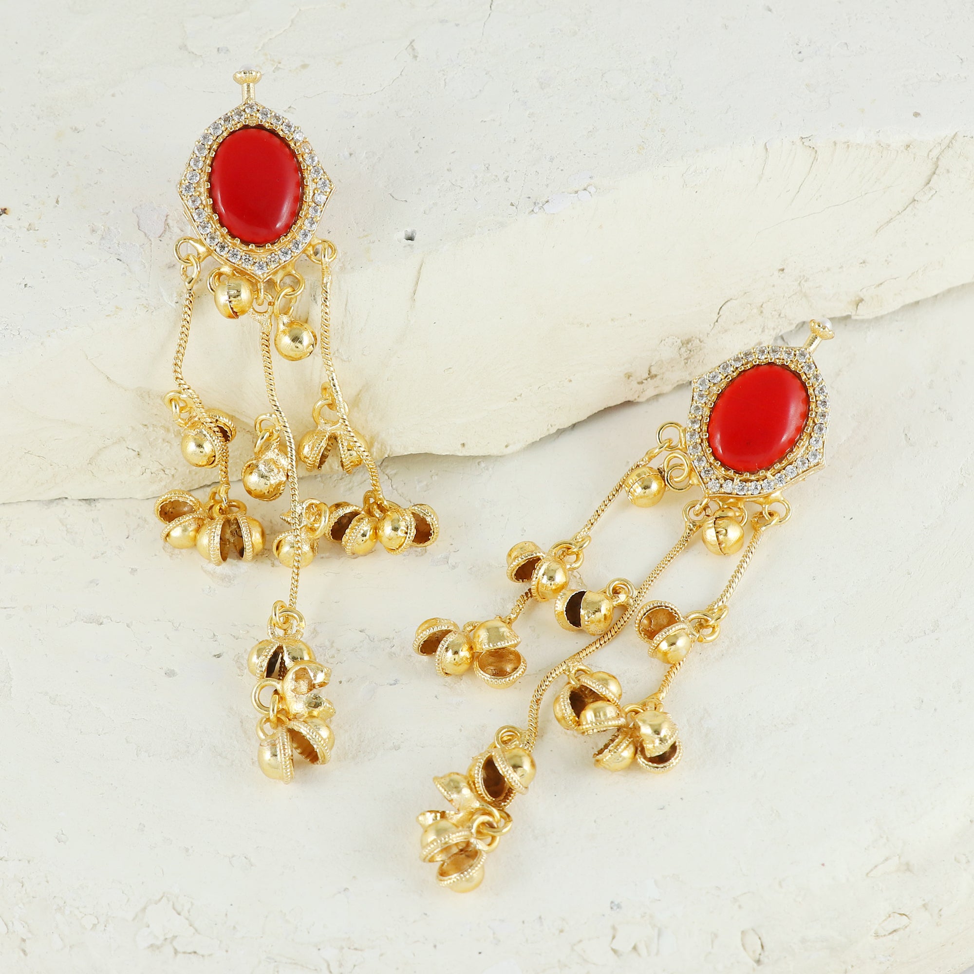 Eternal Bling Red Oval Kashmiri Earring