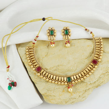Eternal Bling Gold Traditional Necklace set