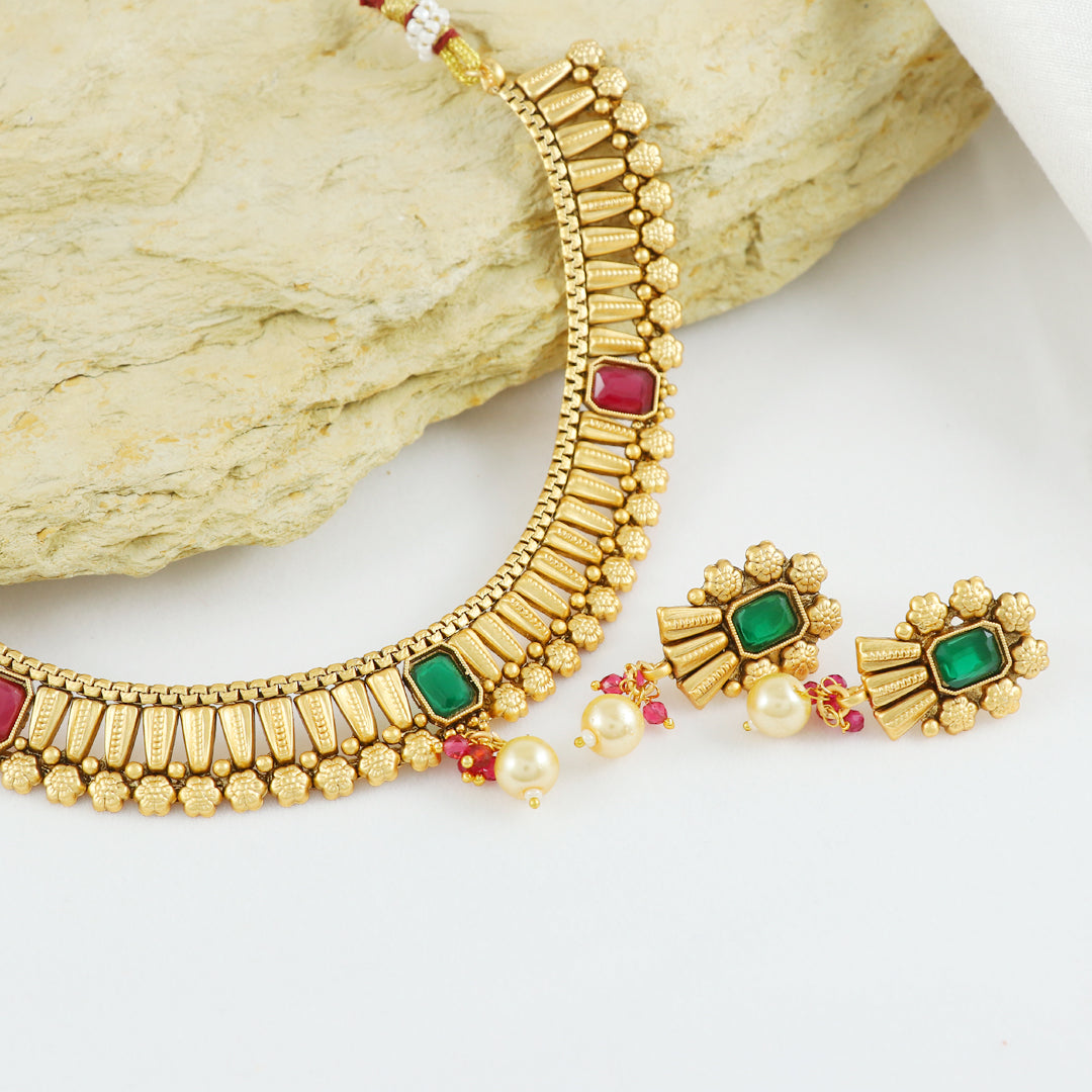 Eternal Bling Gold Traditional Necklace set