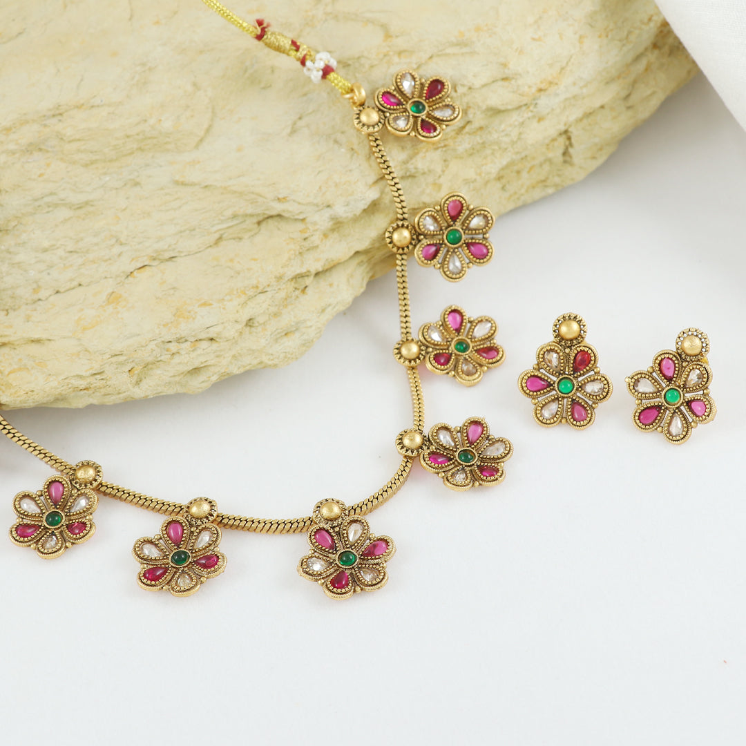 Eternal Bling Gold Traditional Necklace set