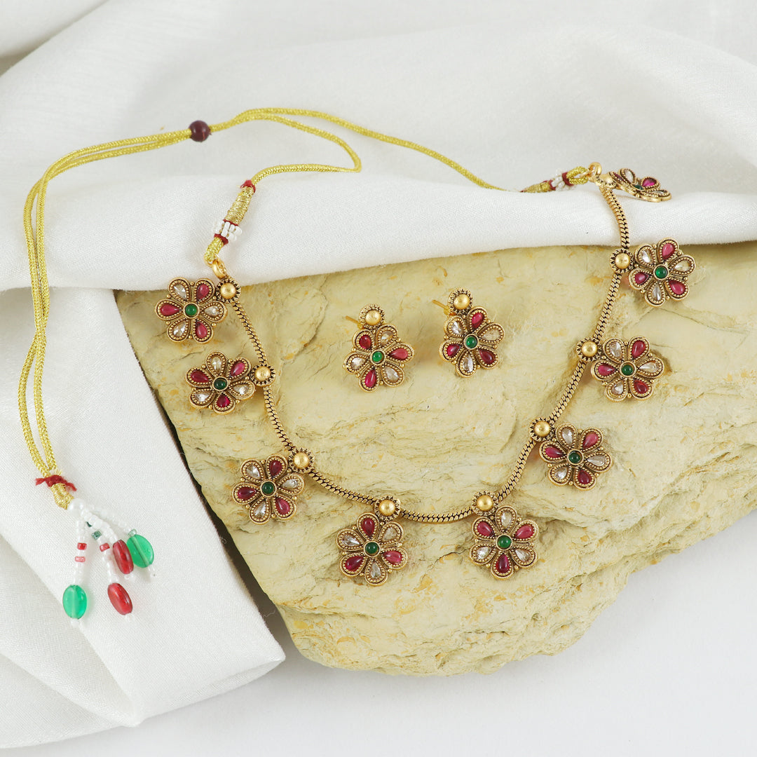 Eternal Bling Gold Traditional Necklace set