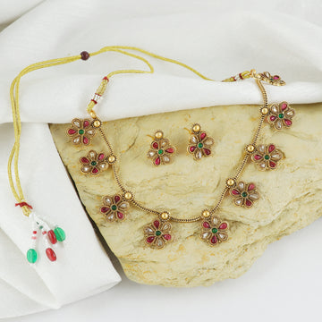 Eternal Bling Gold Traditional Necklace set