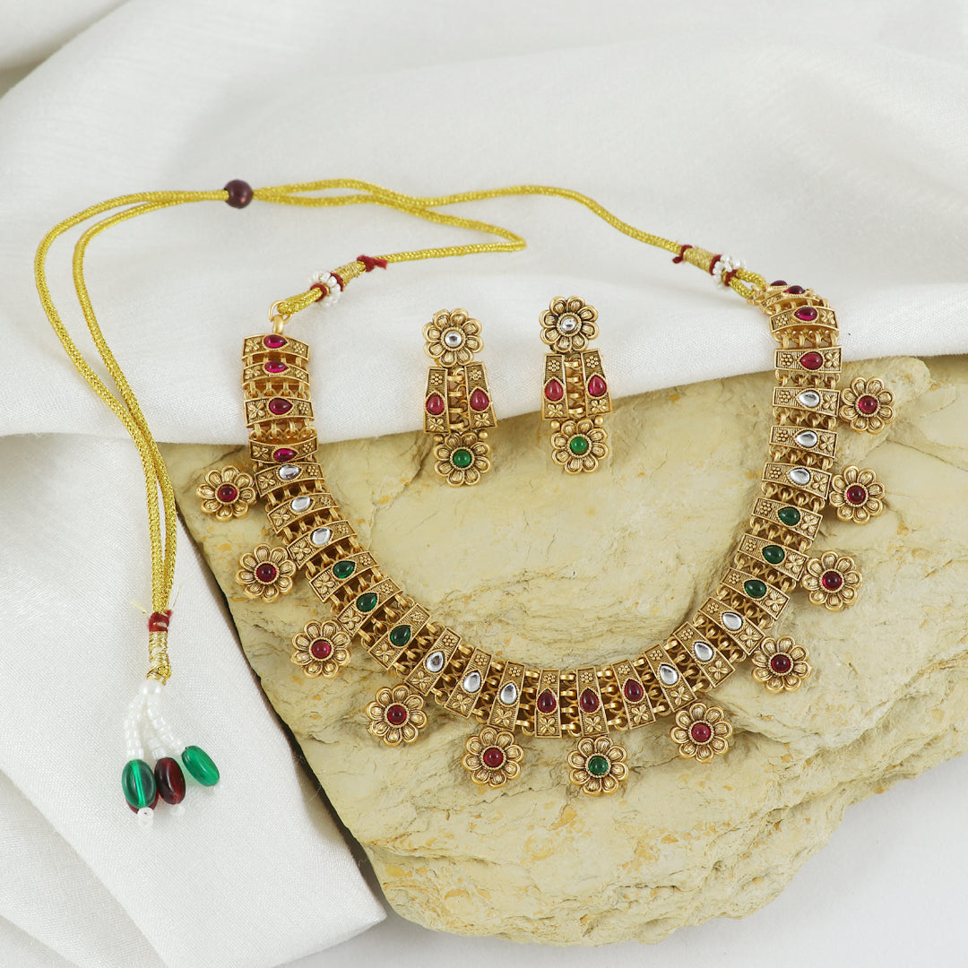 Eternal Bling Gold Traditional Necklace set