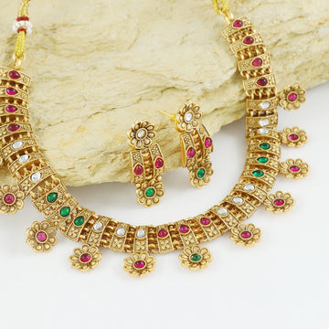 Eternal Bling Gold Traditional Necklace set
