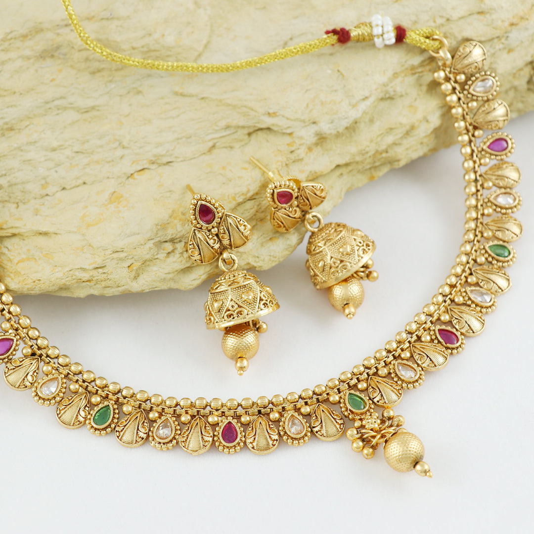Eternal Bling Gold Traditional Necklace set