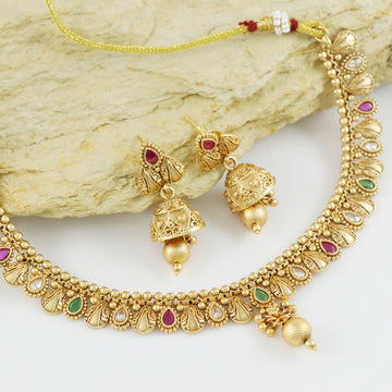Eternal Bling Gold Traditional Necklace set
