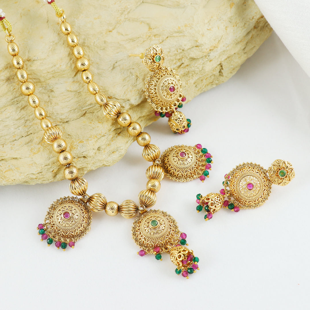 Eternal Bling Gold Traditional Necklace set