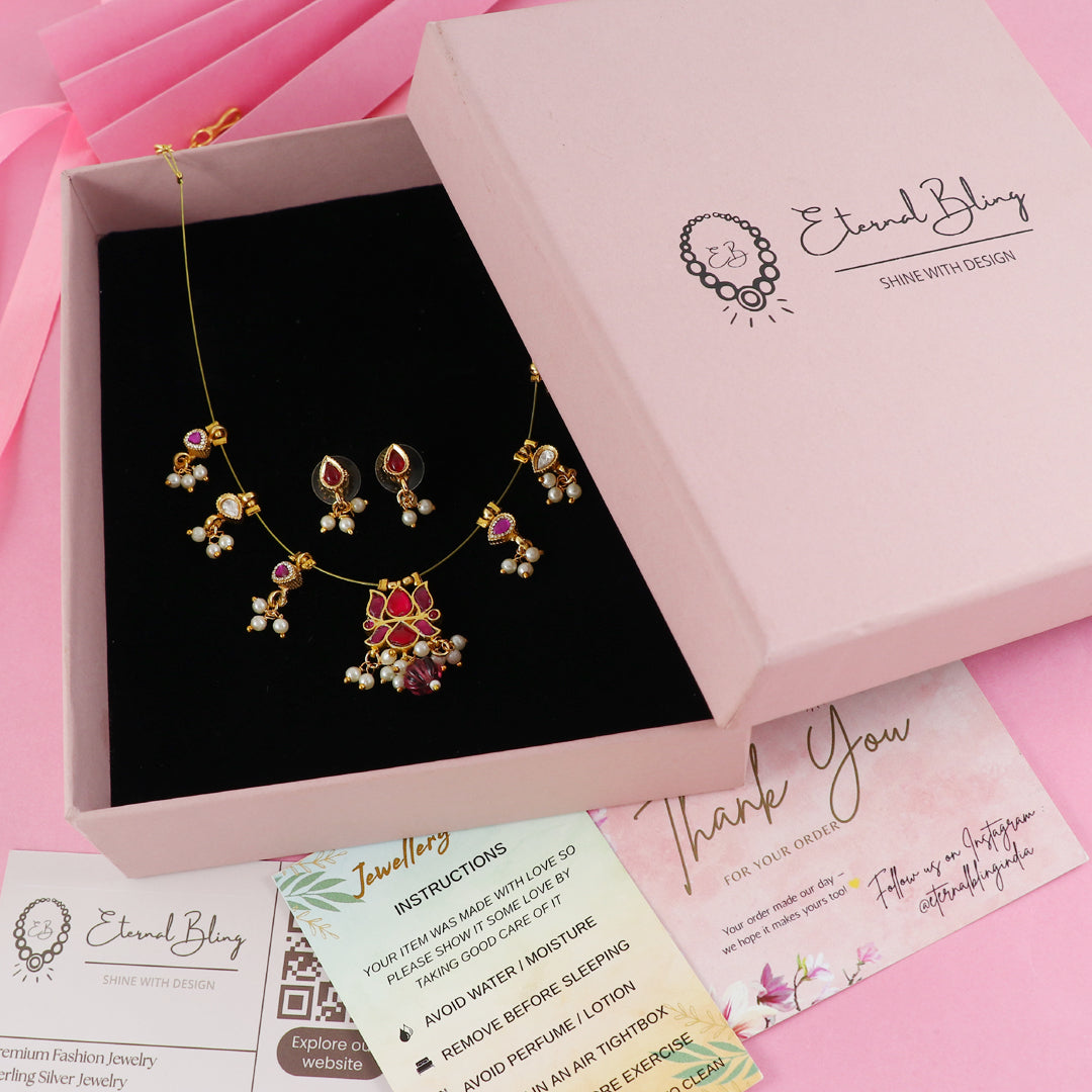 Eternal Bling Gold Traditional Necklace set