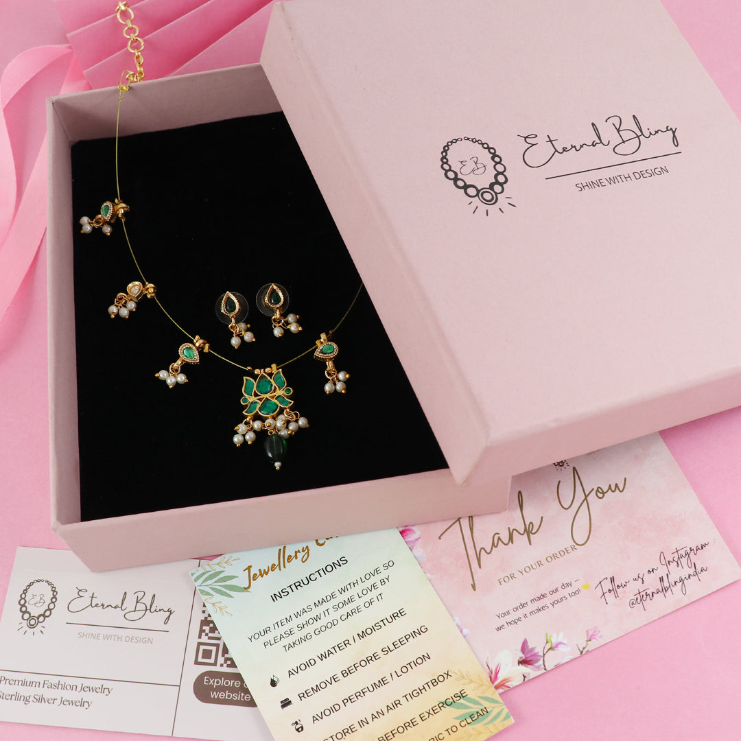 Eternal Bling Gold Traditional Necklace set