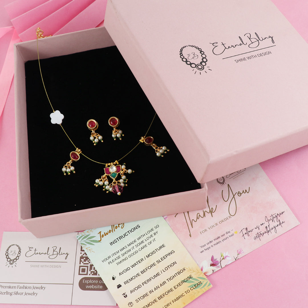 Eternal Bling Antique Lotus Necklace set