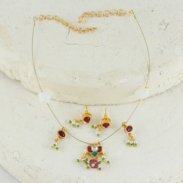 Eternal Bling Antique Lotus Necklace set