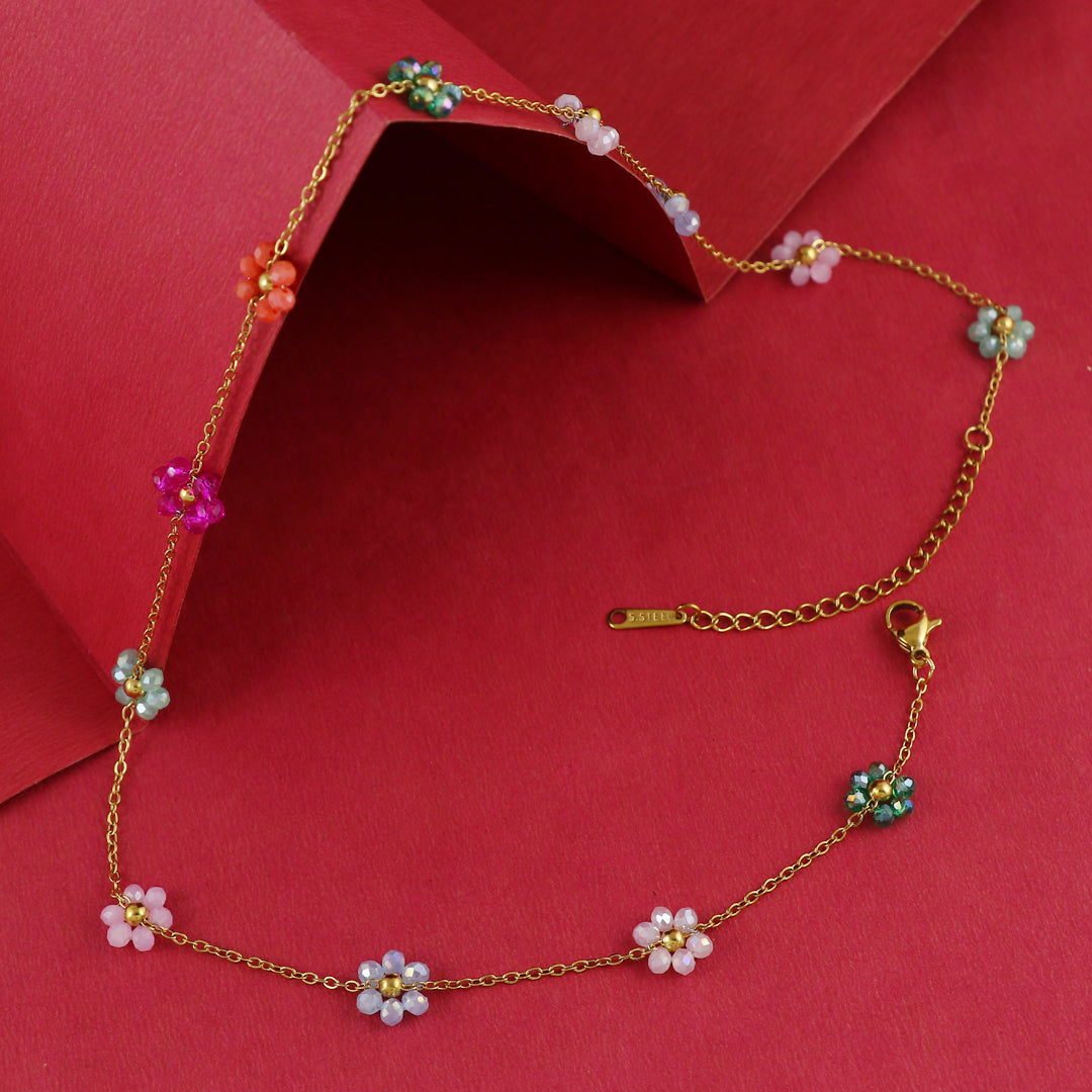 Eternal Bling Flower Charms Necklace