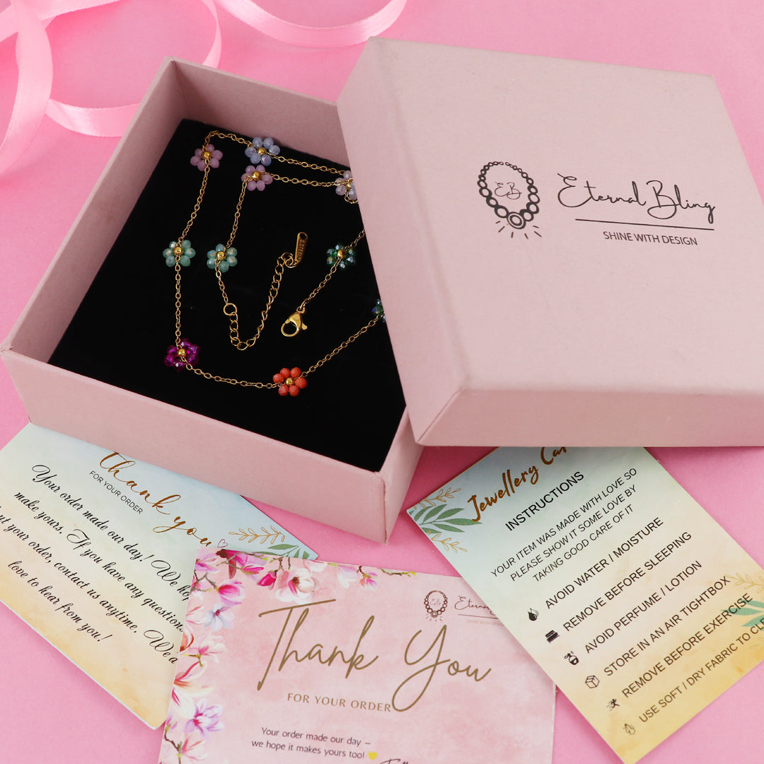 Eternal Bling Flower Charms Necklace