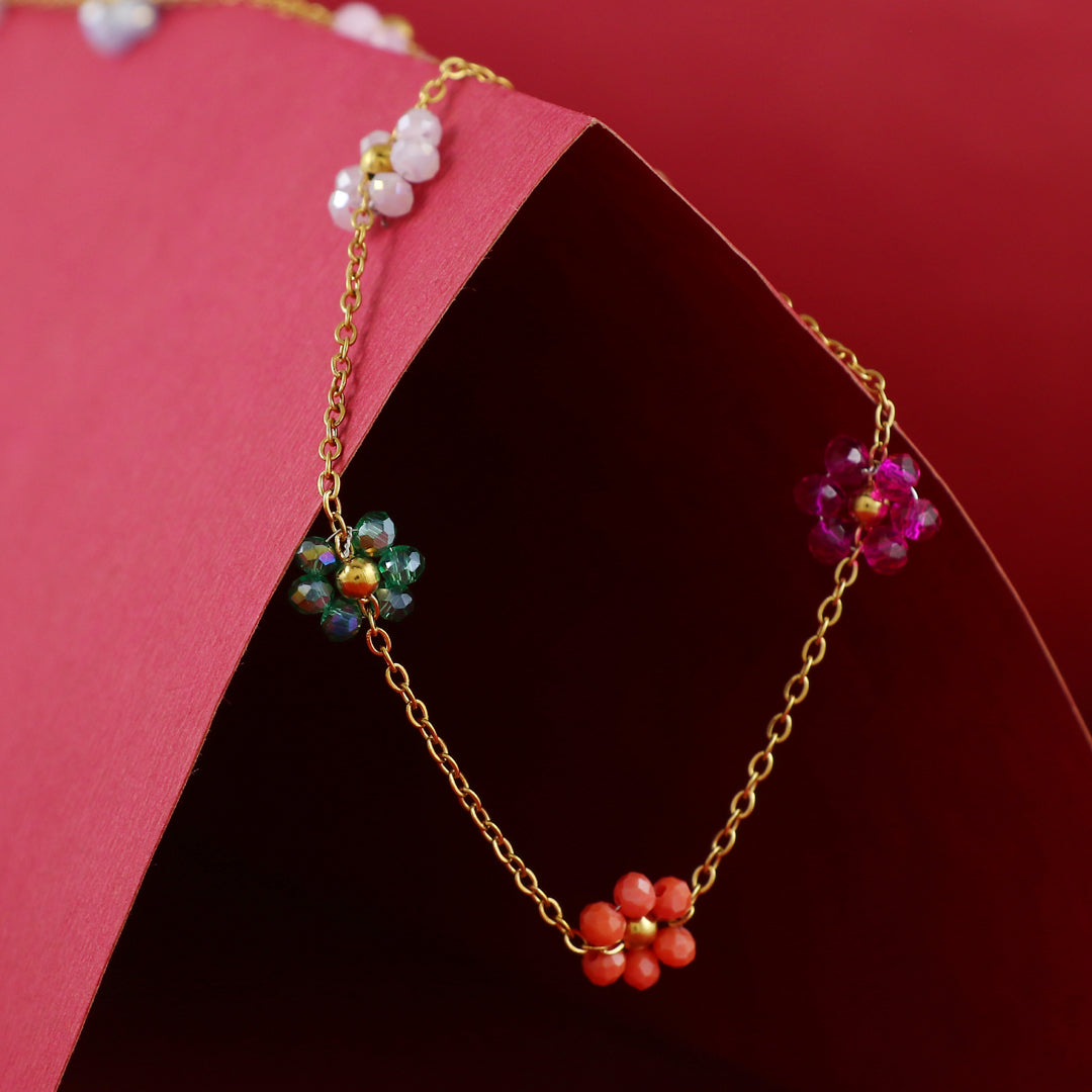 Eternal Bling Flower Charms Necklace