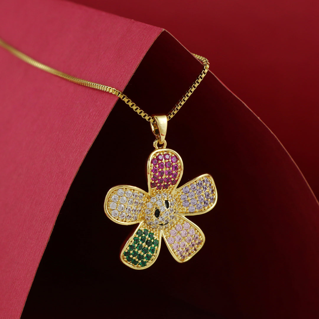 Eternal Bling Smiley Crystal Flower Pendant