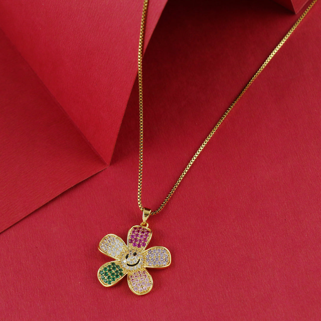 Eternal Bling Smiley Crystal Flower Pendant