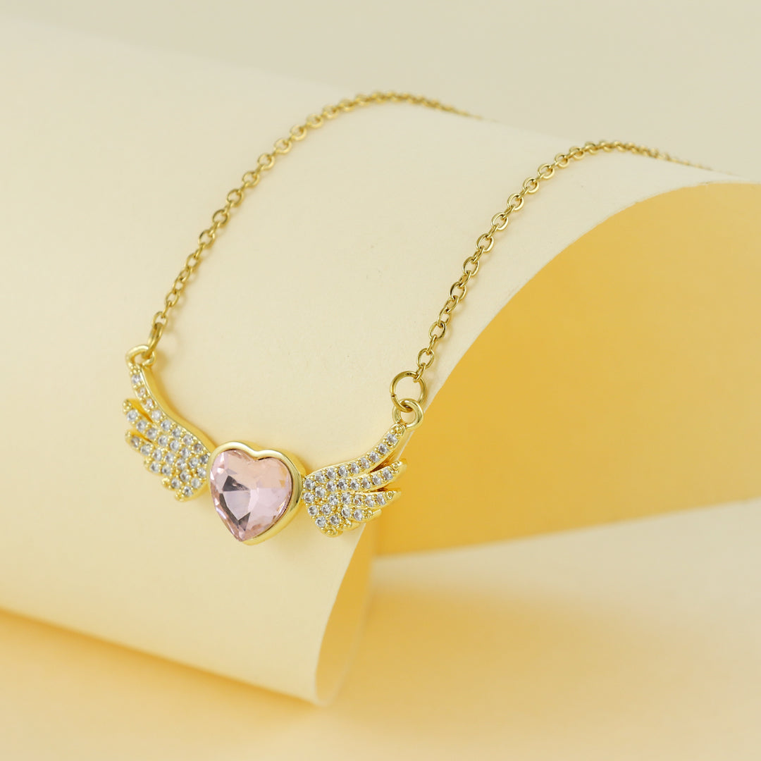 Eternal Bling Heart Wings Crystal Pendant