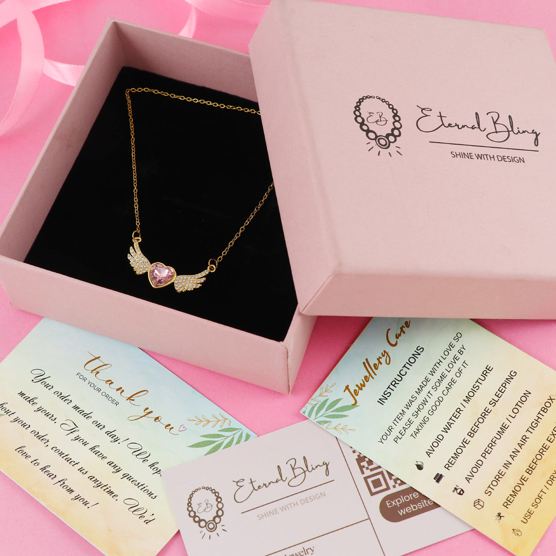 Eternal Bling Heart Wings Crystal Pendant