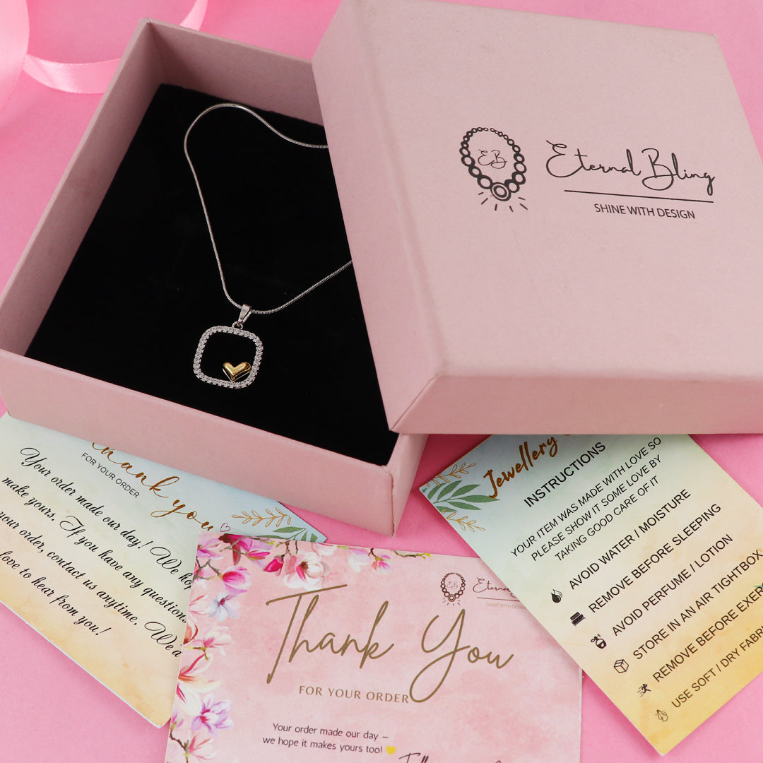 Eternal Bling Crystal Square Heart pendant