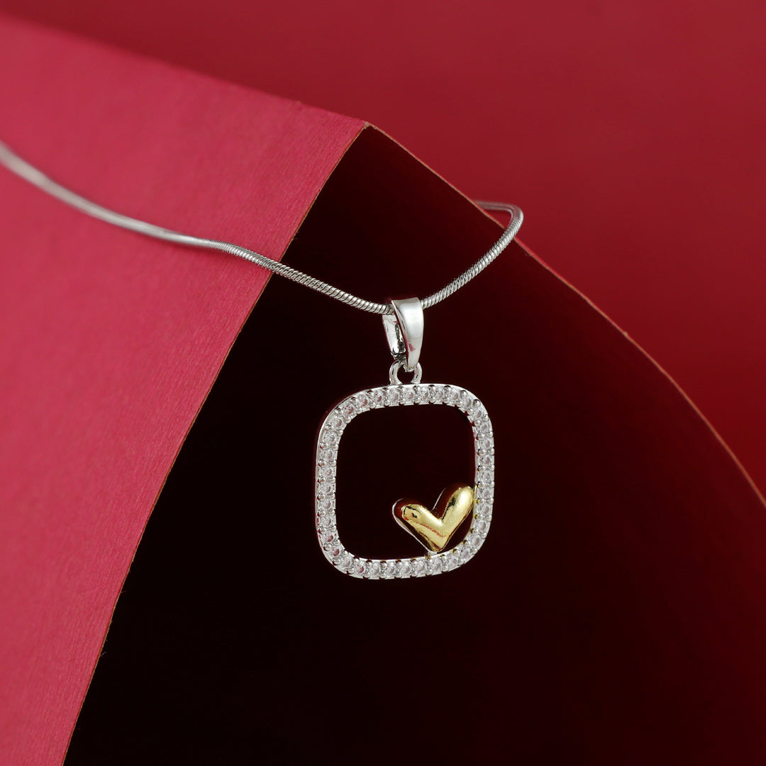 Eternal Bling Crystal Square Heart pendant