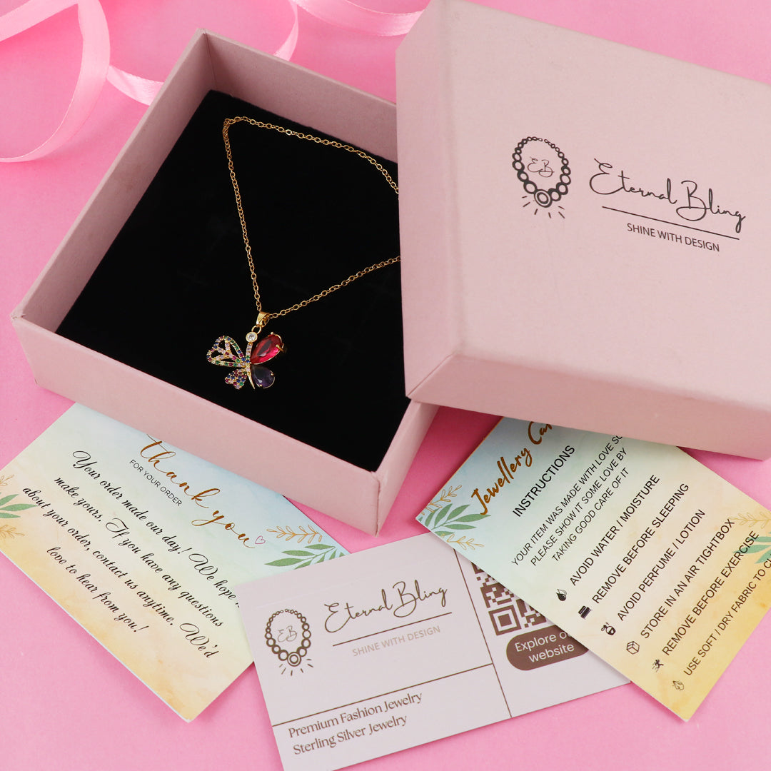 Eternal Bling Multicolor Crystal Butterfly Pendant