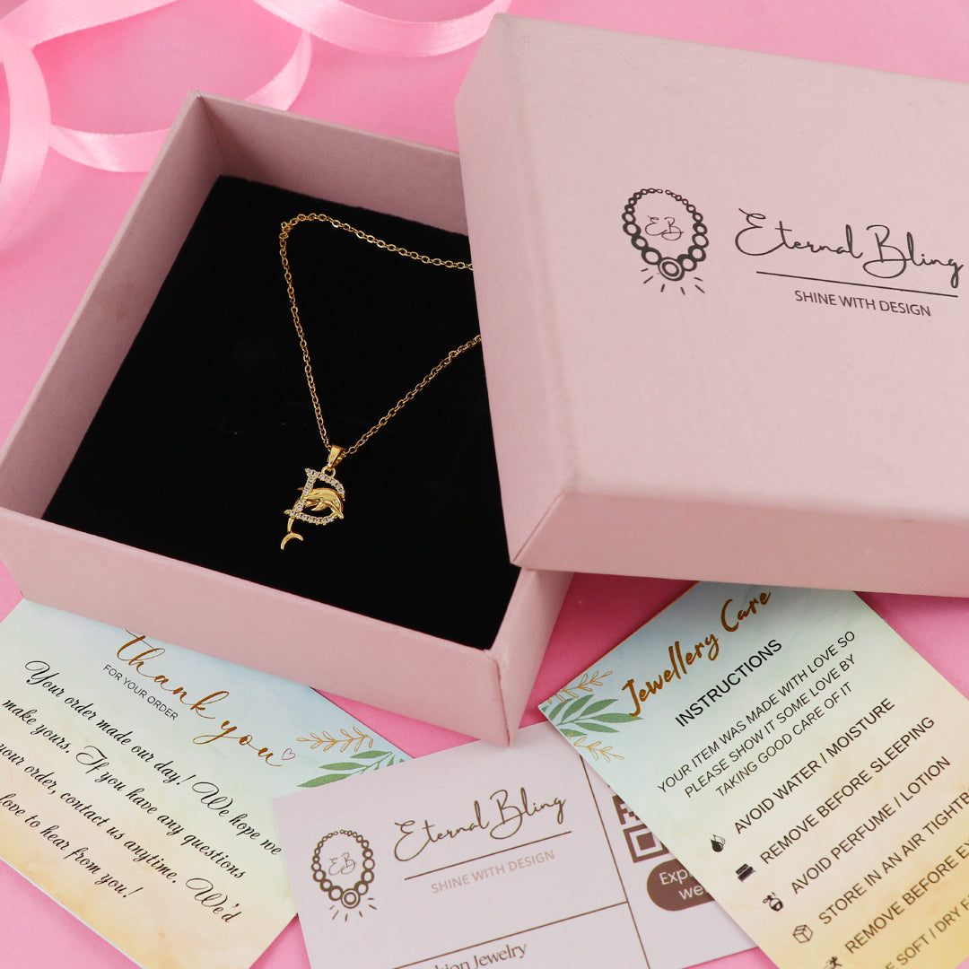 Eternal Bling Crystal Dolphin with D Pendant