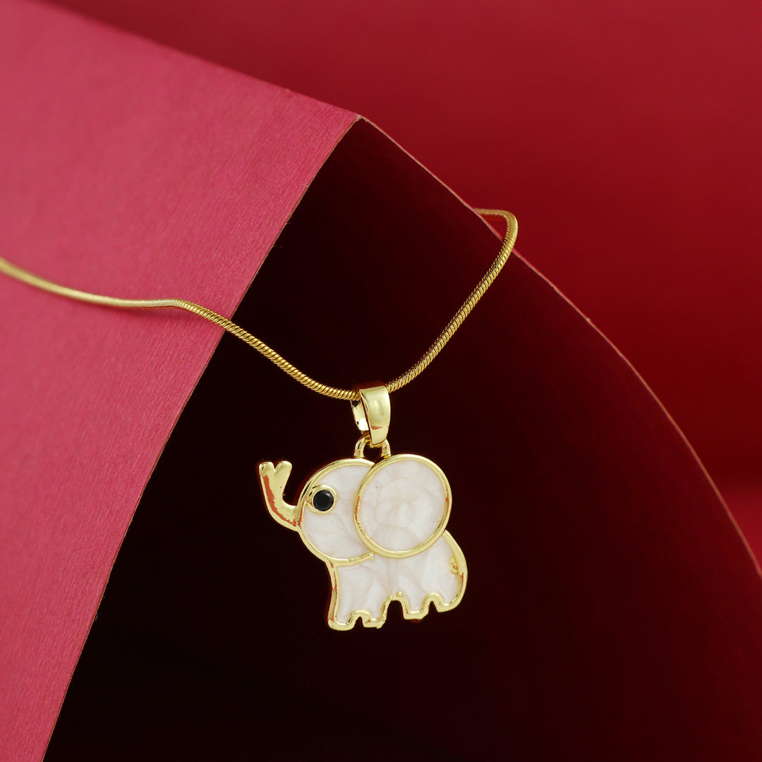 Eternal Bling Elephant White Pendant