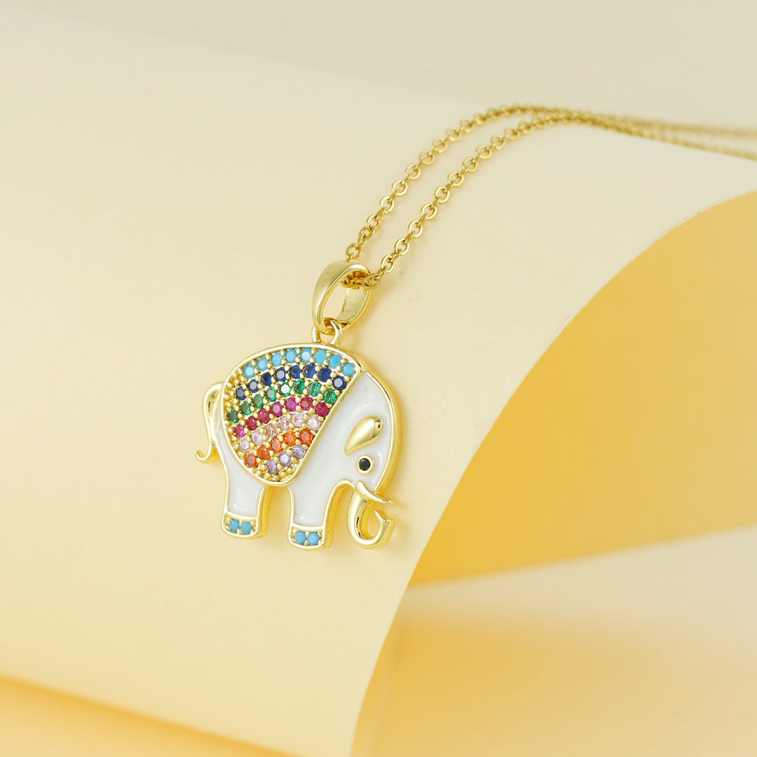 Eternal Bling Crystal Multicolor elephant pendant