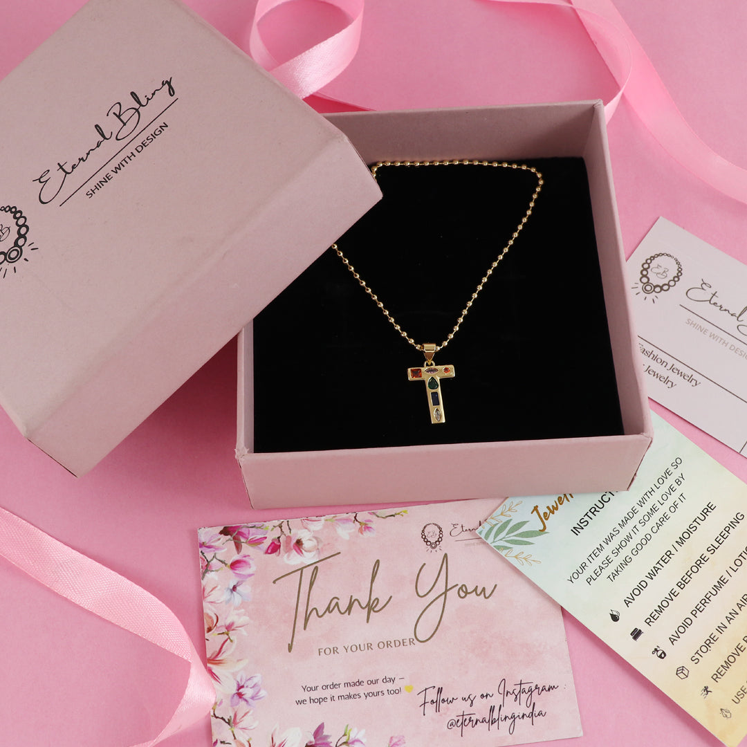 Eternal Bling Multicolor T Pendant