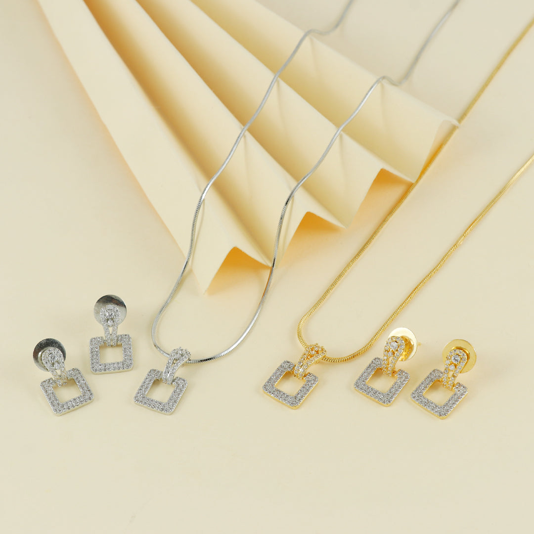 Eternal Bling Hollow Square AD Pendant set